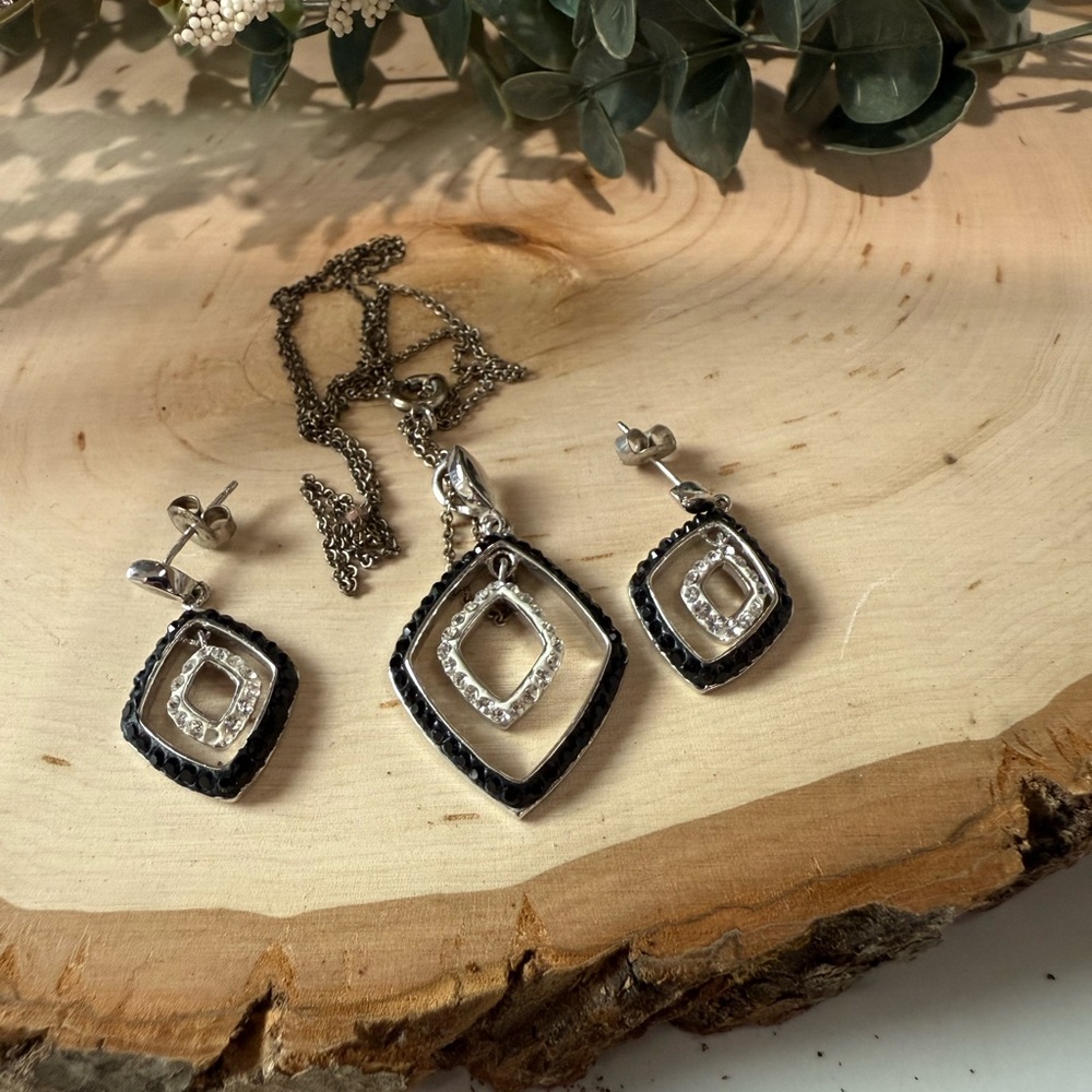 Chic Black and Silver Earrings